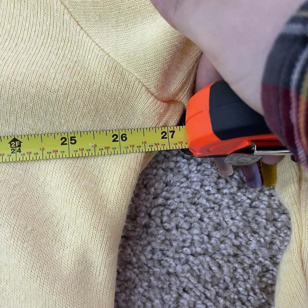 Vintage L.L. Bean Sweater Mens XLT Yellow Acrylic Tight Knit V Neck Pullover USA